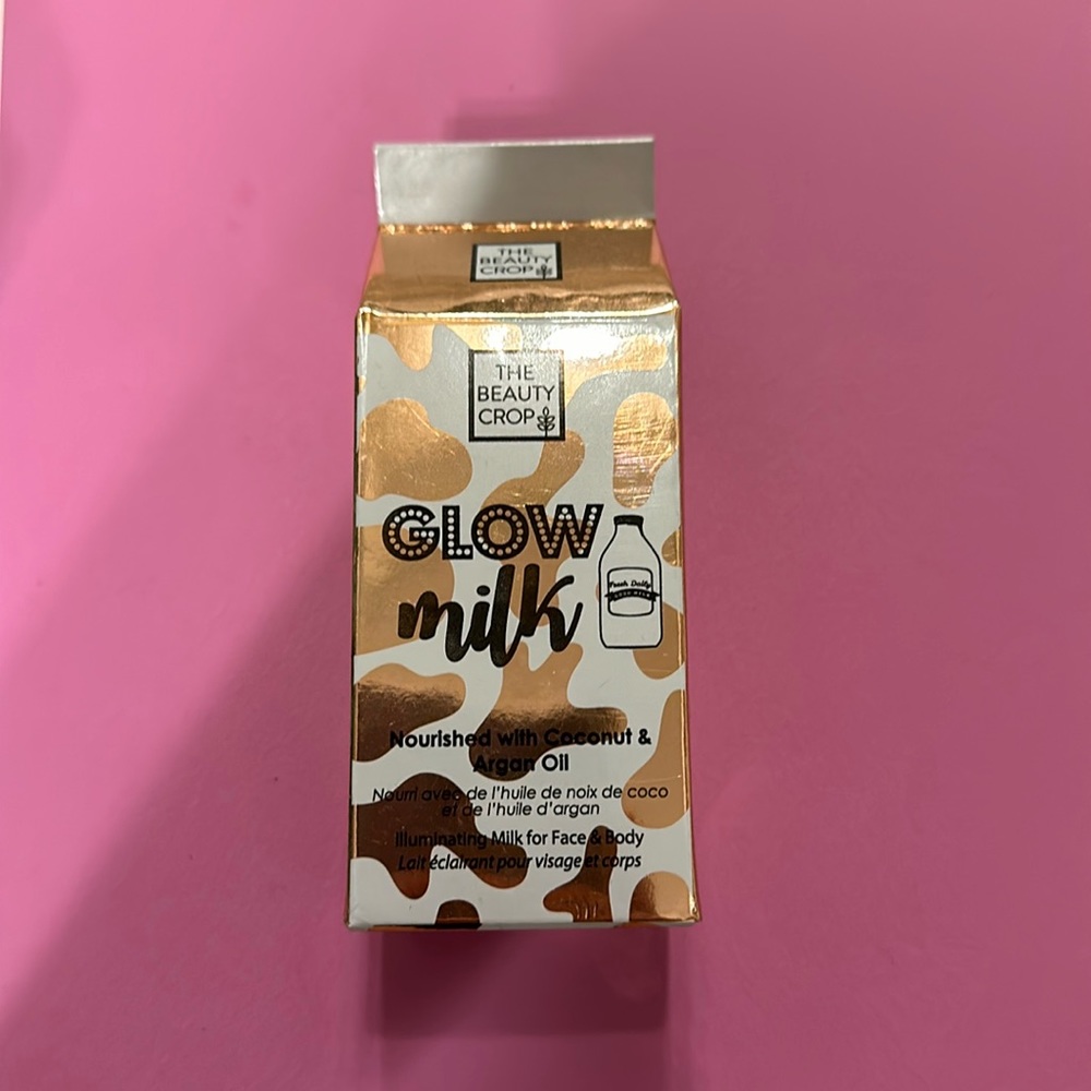 The beauty crop glow milk,, perfect glow drops to mix with moisturizer